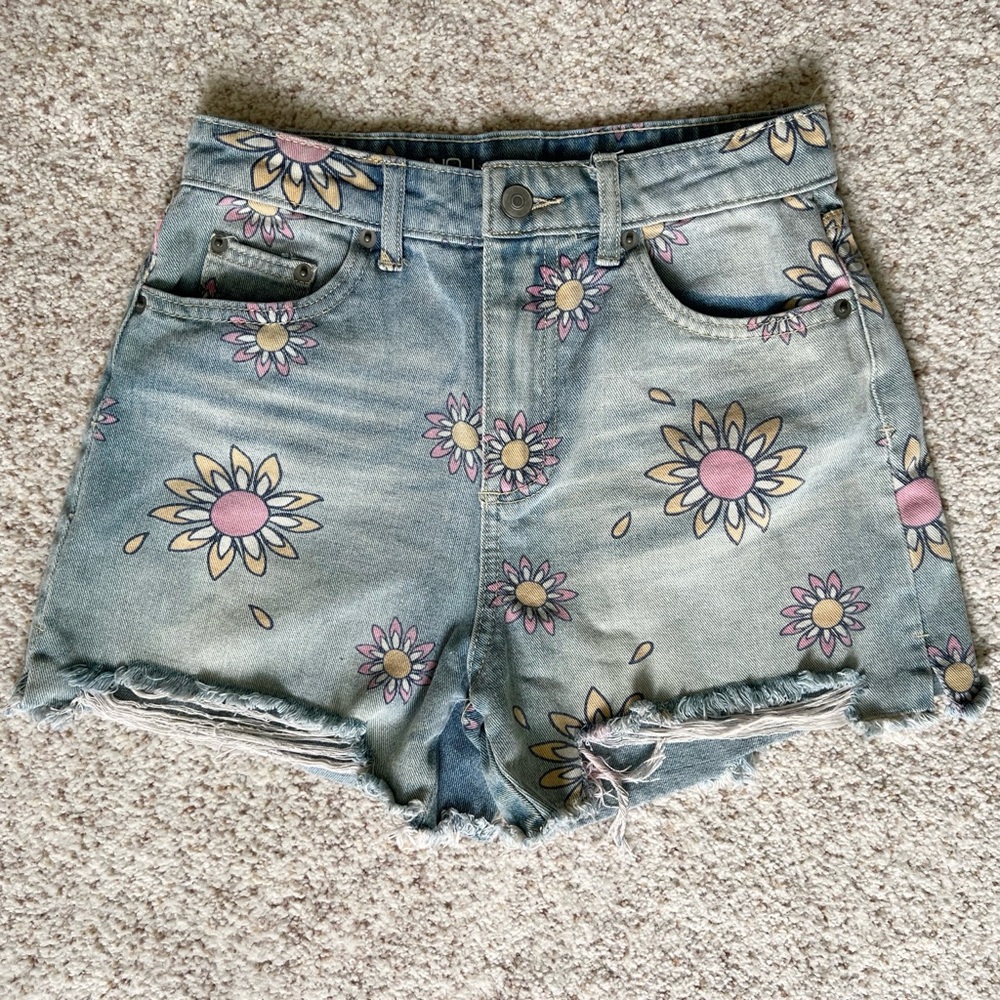 No Boundaries Floral Jean Shorts